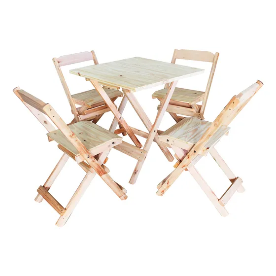 Conjunto Mesa Bar Grandis Móveis C/ 4 Cadeiras Madeira