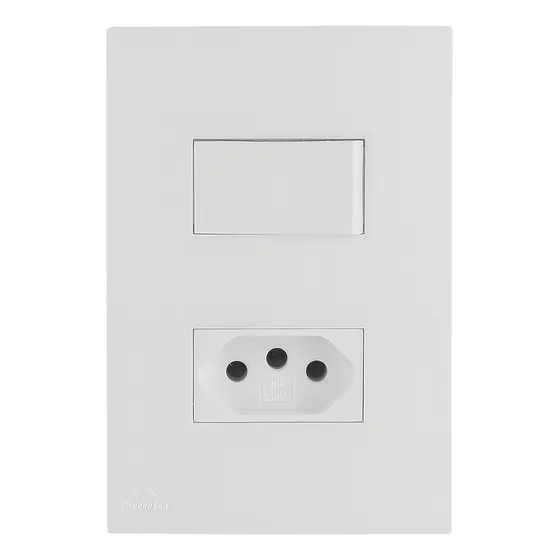 Conjunto Interruptor 1 Simples y 1 Tomada 10a 4x2 Branco Lissê
