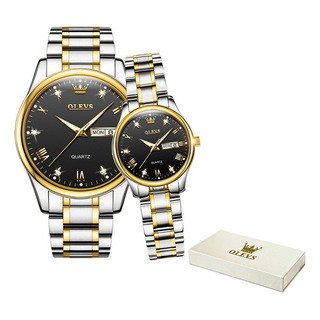 Relojes Olevs Calendar De 2 Piezas Con Diamantes Para Pareja Relojes Olevs Calendar De 2 Piezas Con Diamantes Para Pareja