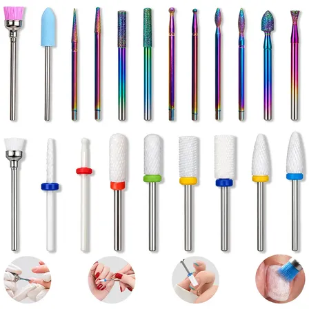 Kit 21 Brocas Cerâmica Diamantada Para Unhas Gel Acrigel Manicure Pedicure Profissional