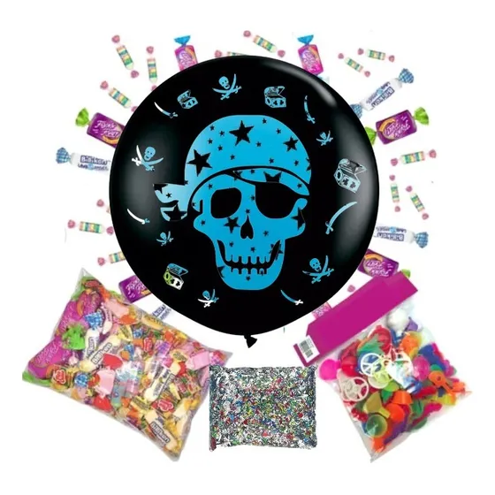 Combo Piñata Globo + Sorpresitas + Golosinas + Papel Picado
