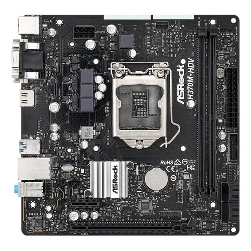 Tarjeta Madre Asrock H370m-hdv Intel 1151 Ddr4 Micro Atx Color Negro