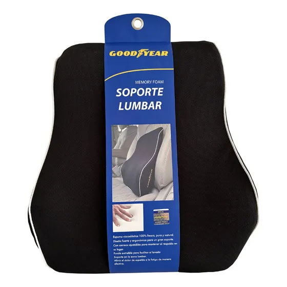 Respaldo Anatómico Soporte Lumbar Almohadón Goodyear Color Negro