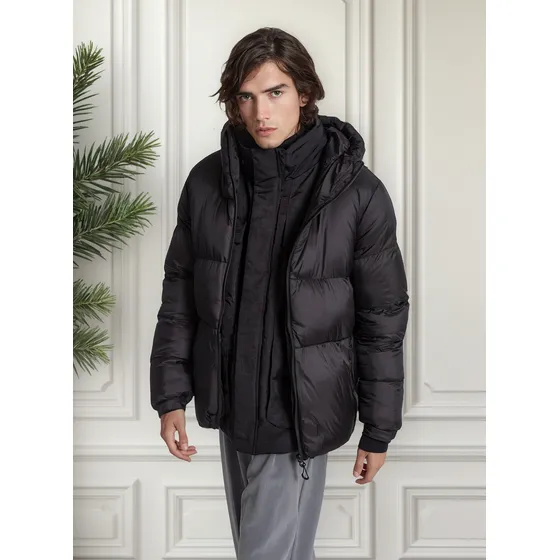 Campera Inflada Importada De Hombre Abrigada Con Capucha
