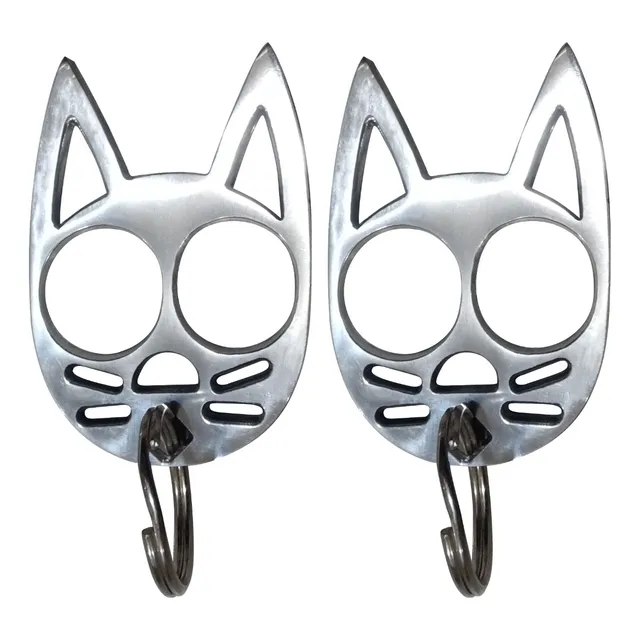2 Chaveiro Proteção Feminina Soco Inglês Gato Defesa Pessoal
