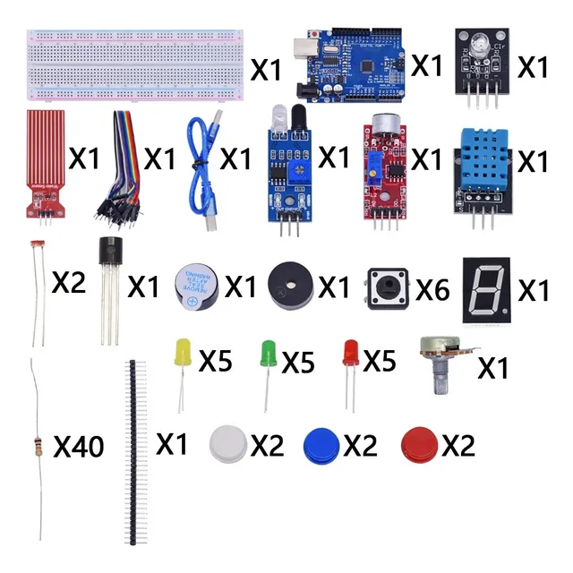 Kit Inicial Arduino Uno R3 Protoboard Sensores