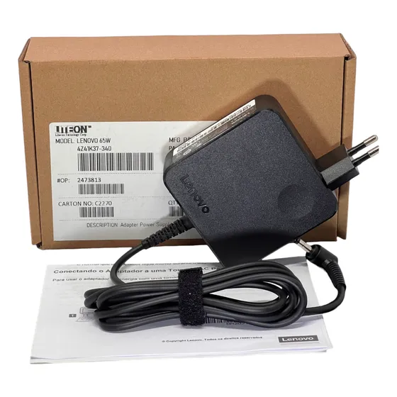 Fonte Carregador Lenovo 3.25a Modelo Adlx65clgb2a 20v Cor Preto