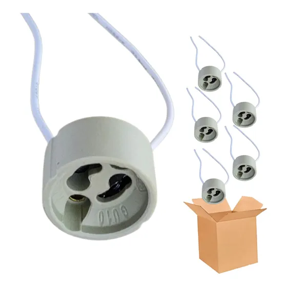 Pack 10 Socket Base Conector Gu10 De Ceramica Para Foco Led Blanco
