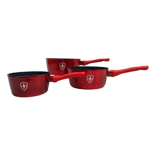 Juego De Ollas Rojas Con Mango De Madera 3pzas Swiss Silver Juego De Ollas Rojas Con Mango De Madera 3pzas Swiss Silver