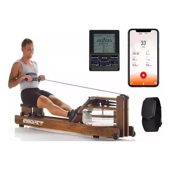 Maquina De Remo Simulador Profesional Madera Water System Energy Fit