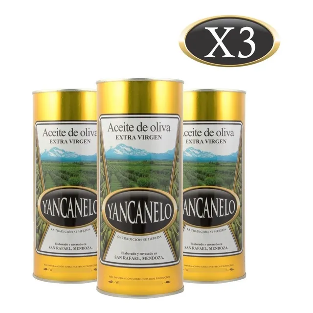 Aceite De Oliva Extra Virgen Yancanelo Lata 1000ml Pack 3 U