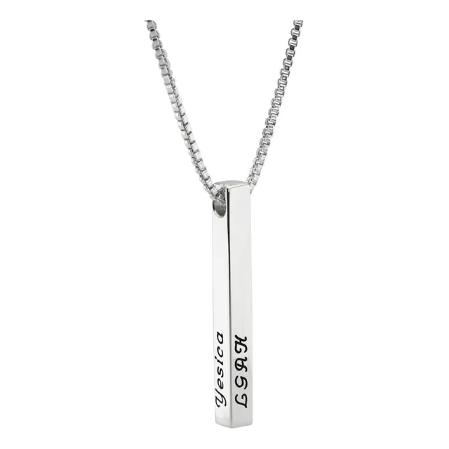 Cadena Con Dije Barra Plata 925 Personalizado Nombre Regalo