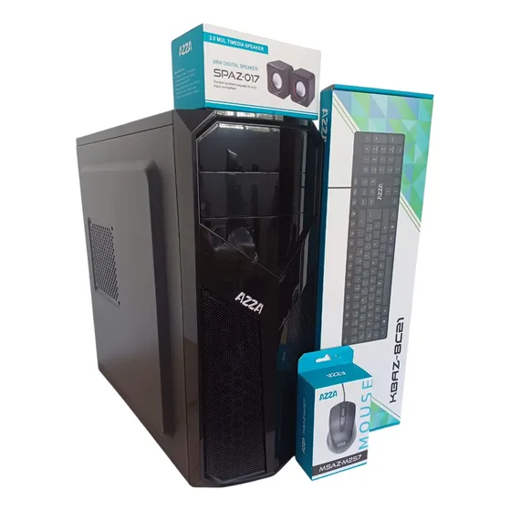 Combo Case Pc Azza Fuente Cornetas Teclado Mouse Atx
