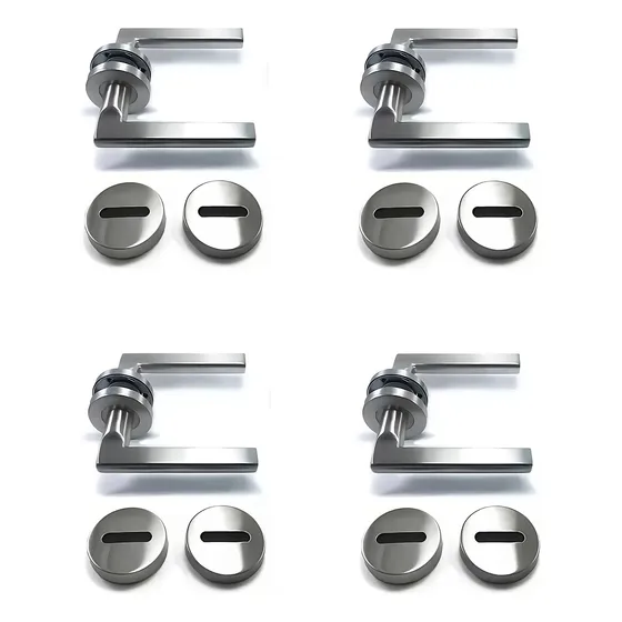 Manija Picaporte Doble Modelo Plano Acero Inox 4 Unidades