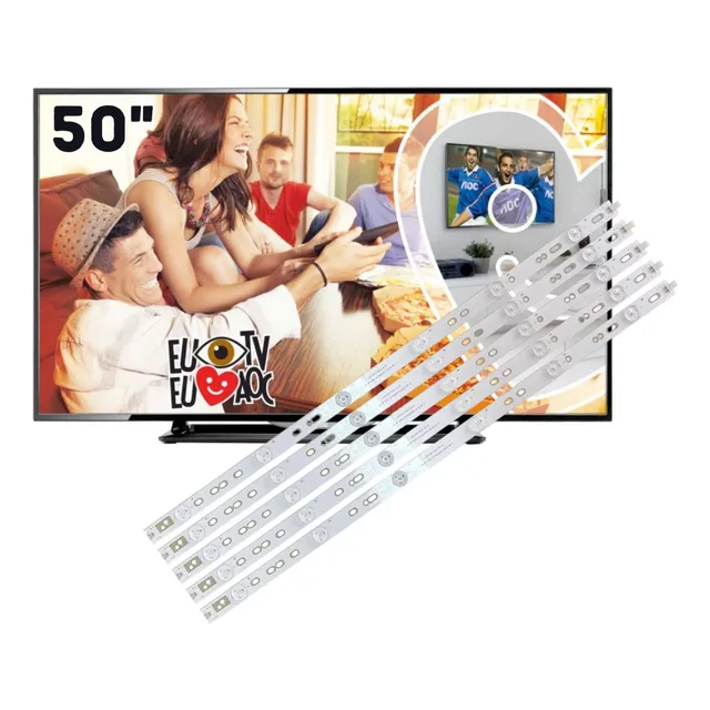 Kit 12 Backlight Barra Led Tv Aoc Le50d1452 50 Polegadas