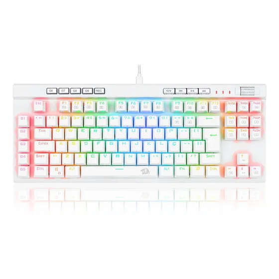 Teclado Optico Redragon Magic Wand Pro RGB Branco Switch Vermelho Idioma Português Brasil