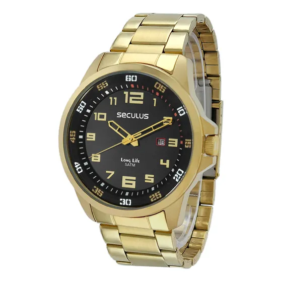 Relógio Masculino Seculus Analógico Dourado 44011gpsvda3