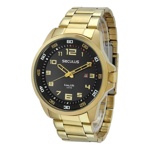 Relógio Masculino Seculus Analógico Dourado 44011gpsvda3