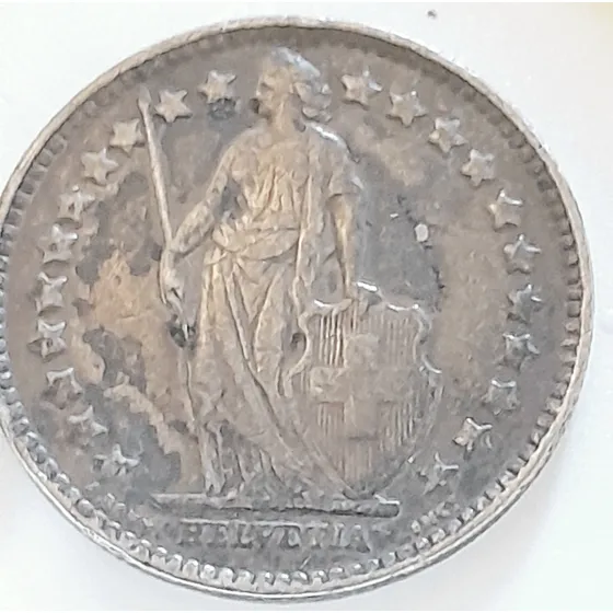 Moneda 1/2 Francs 1909 Suiza Helvetia Medio Franco Plata