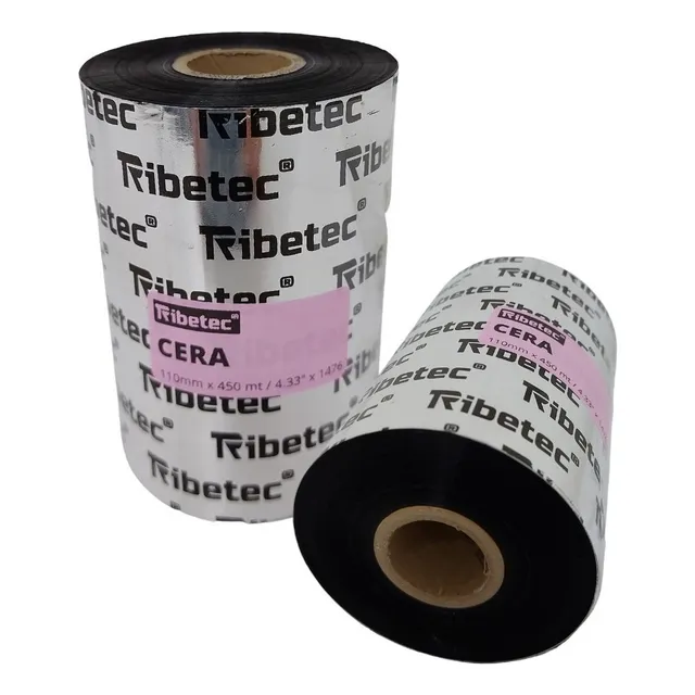 Ribbon De Cera 110x450 Mts Para Impresora De Etiquetas Ribetec 110450ZCEPO, eti014 x 1 un