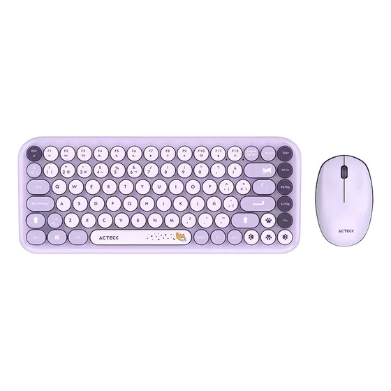 Combo 2 En 1 Inalámbrico Creator Chic K- Colors Mk480 2.4mhz Mouse Lila Teclado Violeta