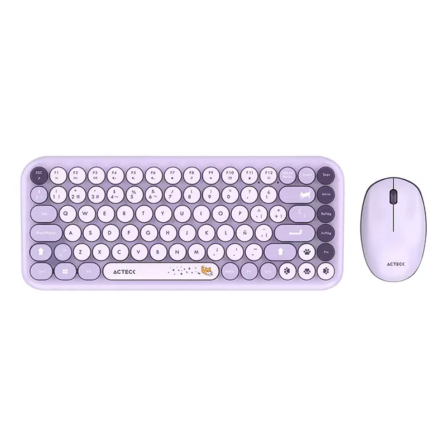 Combo 2 En 1 Inalámbrico Creator Chic K- Colors Mk480 2.4mhz Mouse Lila Teclado Violeta