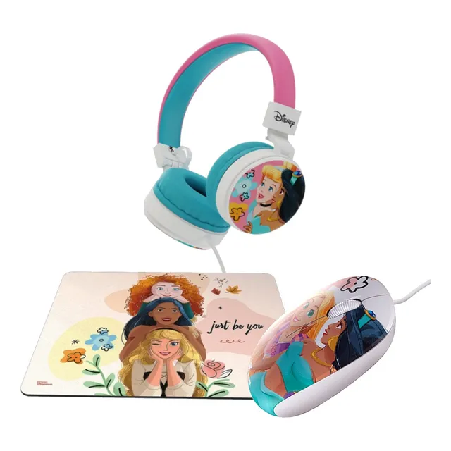 Combo Auricular + Mouse + Mouse Pad Niñas Disney Princesas