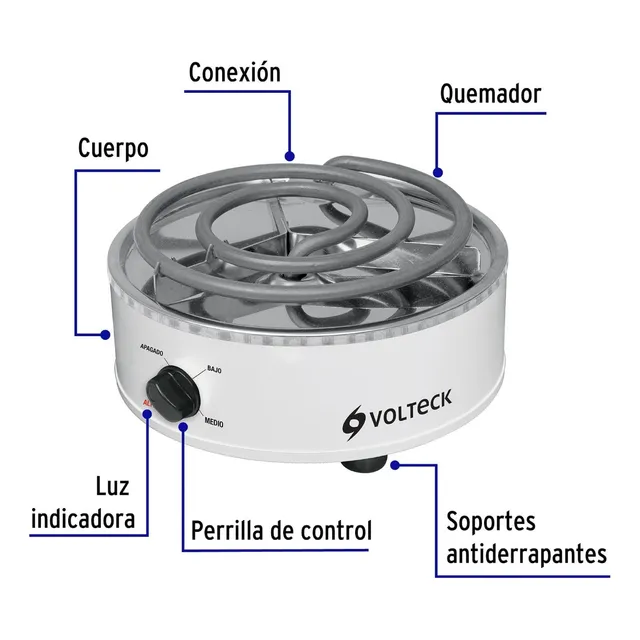 Cocina Eléctrica 1 Hornilla Redonda Voltech (48125)