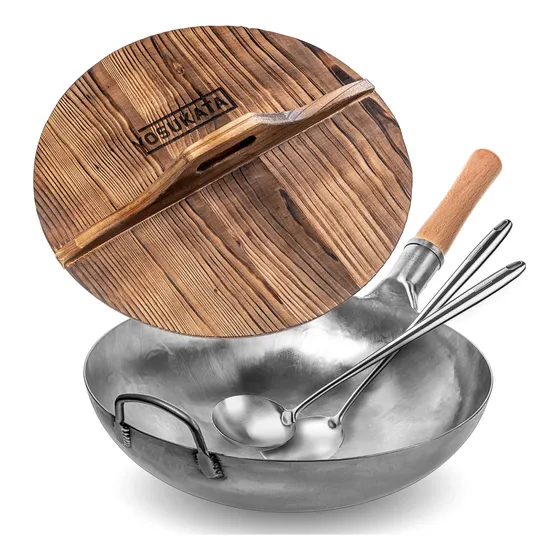 Sarten Para Wok Fondo Redondo Plateado Woks Sartene