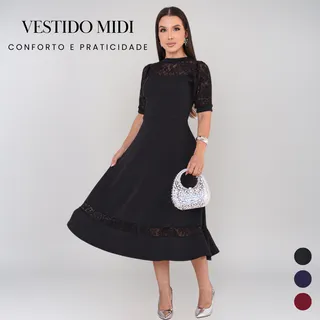 Vestido Midi Moda Modesta Evangélica Conforto Elegante Luxo Vestido Midi Moda Modesta Evangélica Conforto Elegante Luxo