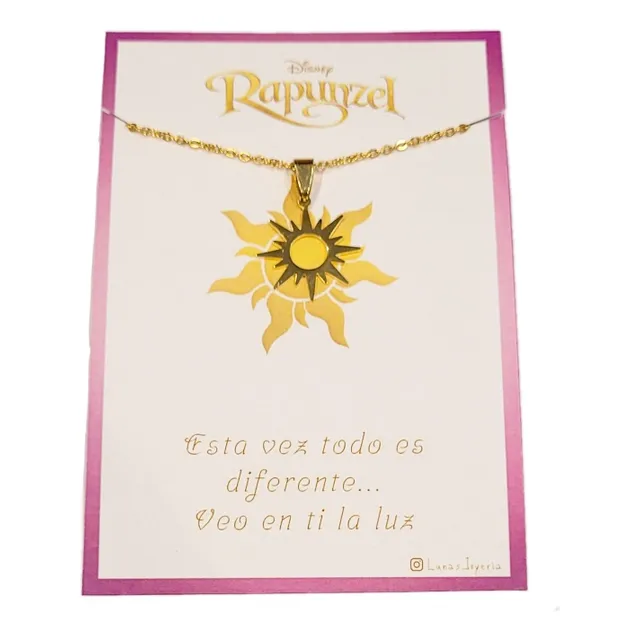 Collar Rapunzel Enredados Sol Dorado Acero Regalo 