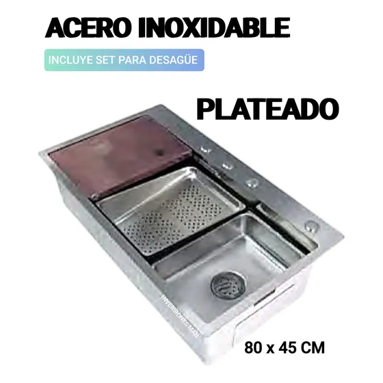 Fregadero Doble Tina Acero Inoxidable Reforzado 80x45 Nuevo