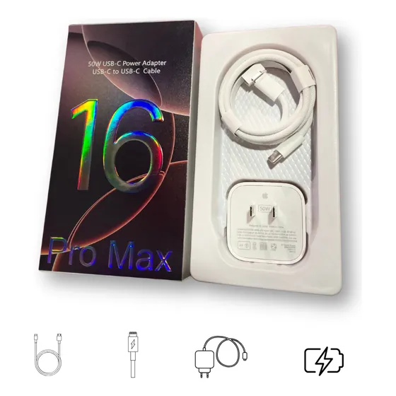 Cargador iPhone 16 Pro Max Usb-c 50w - Carga Rápida