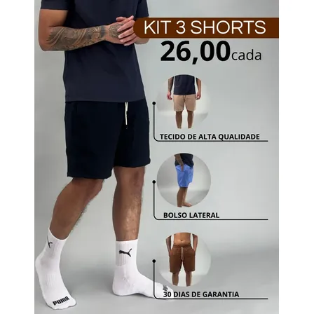 Kit 3 Bermuda Linho Masculina Mauricinho Praia Passeio