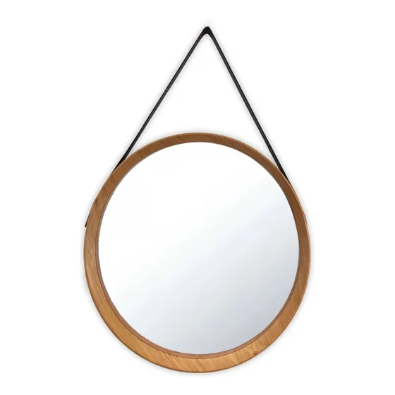 Espejo Redondo Acabado De Madera Decorativo Sala Refmayorca
