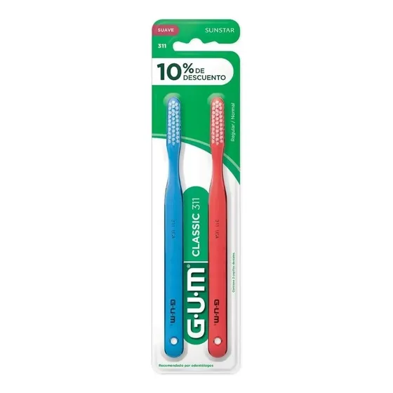 Gum Classic 311 Cepillo De Dientes Suave Plano 3 Hileras 2un