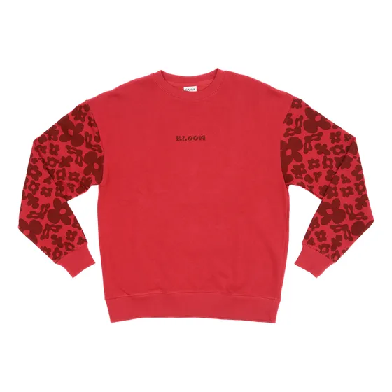 Buzo Oversize Canva Catania Dama Rojo Flores Print 214113i25