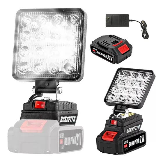 Lámpara Recargable Led De Trabajo Y Camping Bokoptyrfoco Cuadrado 32w/21v, 4 Pulgadas, Plegable 180°, Portátil Para Construcción/seguridad/exteriores