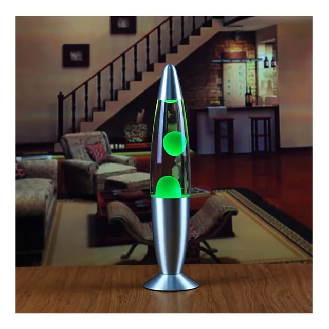 Lámpara De Lava Original Con Base De Metal 35cm Verde