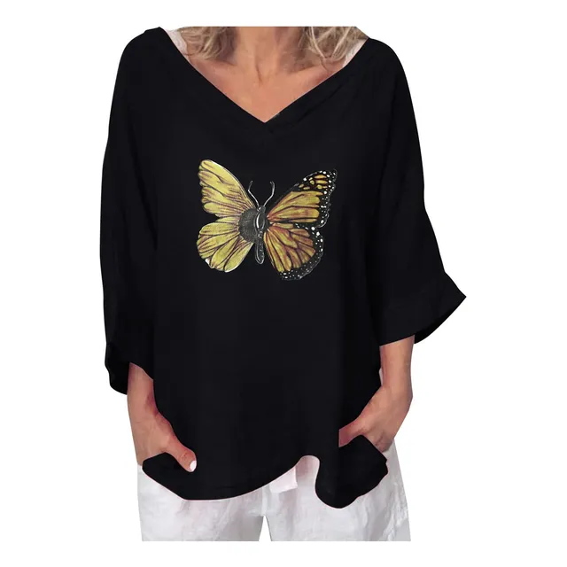 Blusa Top Para Mujer Manga Tr Cuarto Calle Causal Moda S