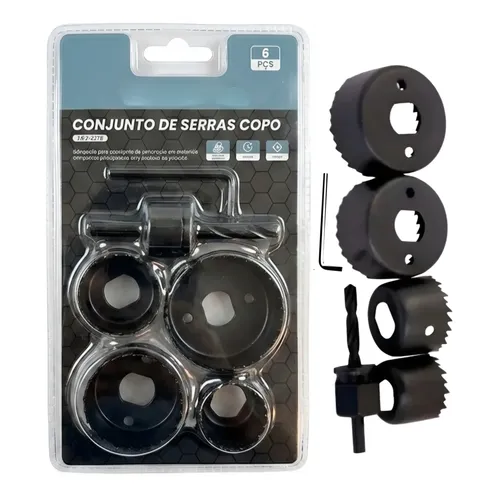 Kit Serra Copo 6 Peças Madeira Gesso Pvc 32-54mm Brocas | MercadoLivre