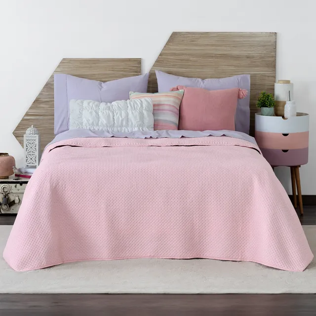 Colcha Pinsonic King Size Soft-tex | Edredón Ligero (1 Pieza) Color Rosa