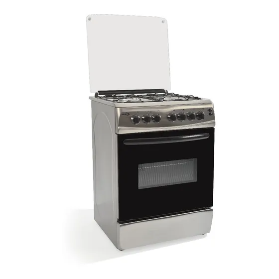 Cocina Delne 4 Hornallas Gas Acero Inox. Termocupla 60cm