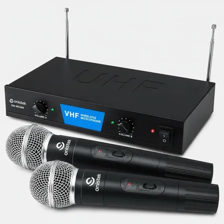 Kit 2 Microfone Sem Fio Profissional Igreja Show Karaoke Vhf