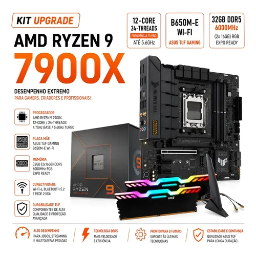 Kit Ryzen 7 5700x/b550m Asus Tuf/2x16gb Ddr4 3200 /rgb12 Gamer