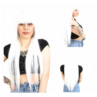 * Peluca Pelo Fantasía Lacio/ Flequillo 70cm # Blanco* * Peluca Pelo Fantasía Lacio/ Flequillo 70cm # Blanco*