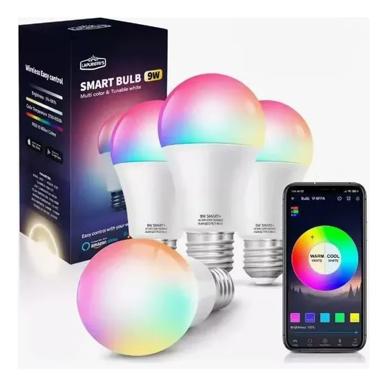 4 Foco Led Inteligente Rgbcw Wifi 9w Ajustable Multicolor Lapurete´s