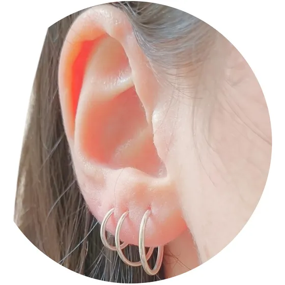 Pack X 3 Argollas Cubanas De 12mm 14mm Y 16mm De Plata 925