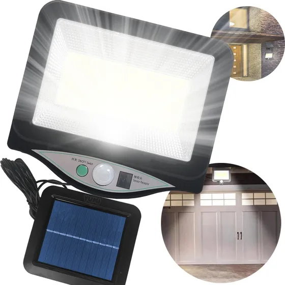 Luminária Solar Parede 100 Cob Sensor Presença + Controle 