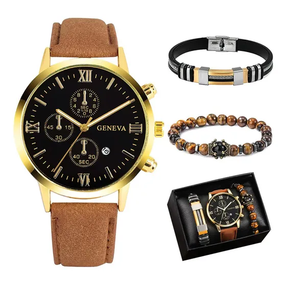 . Juego De Reloj De Cuarzo Para Hombre Caja De Regalo